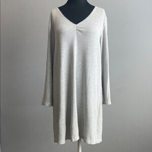 Lauren Ralph Lauren Heather Gray V-Neck Long Sleeve Nightgown Size XL